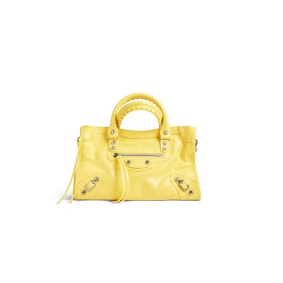 BALENCIAGA WOMEN'S LE CITY BAG SMALL IN CITRUS 8114422AA9S3504 (29.9*19.1*9.9cm)